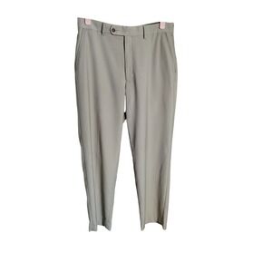 Kenneth Roberts Platinum Mens Dress Pants 32x30 Gray Flat Front Slacks